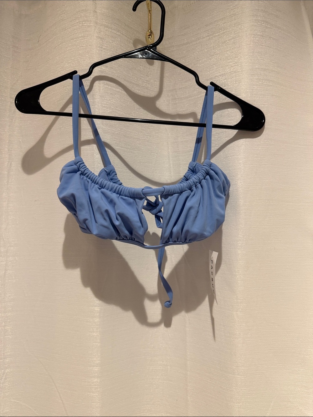 PacSun Light Blue Ruched Tie-Front Bikini Top